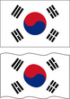 © Khvost - Flat and waving South Korea Flag. Vector