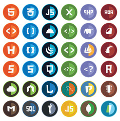 Wall Mural - collection of web development shield signs - html5 css3