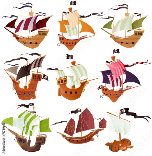 collection de bateaux pirates pour enfant
