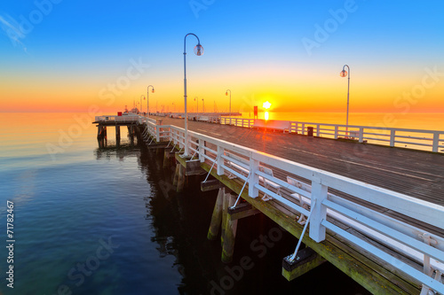 Obraz w ramie Sunrise at Baltic sea in Sopot, Poland