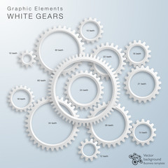 Sticker - White Gears and cog, 12-60 teeth #Vector Graphic Elements