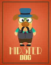 Funny Hipster Dog ,vector
