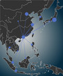 Map of East Asia of business concept