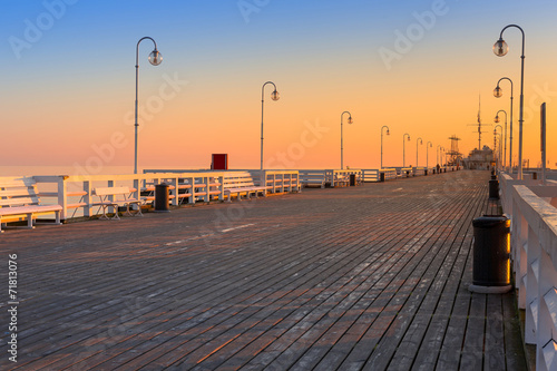 Naklejka na szafę Sunrise at Baltic sea in Sopot, Poland