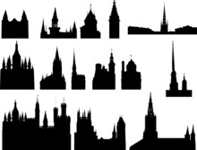 Set Of Fourteen Church And Cathedral Silhouettes