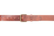 Brown leather belt with buckle on white, clipping path