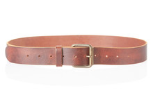 Brown Leather Belt With Buckle On White, Clipping Path