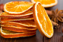 Slices Of Dried Orange, Cinnamon And Star Anise