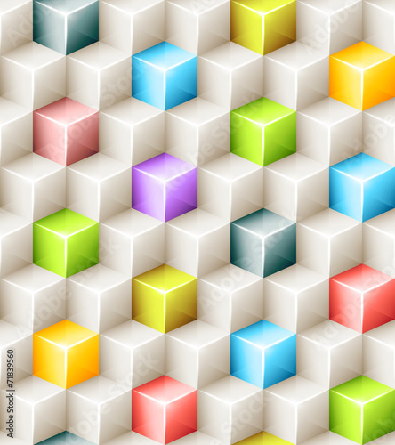 Tapeta ścienna Wektor geometryczny wzór z jasny kolorowy kostki