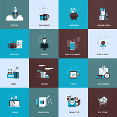 Wall Mural - set of flat design concept icons
