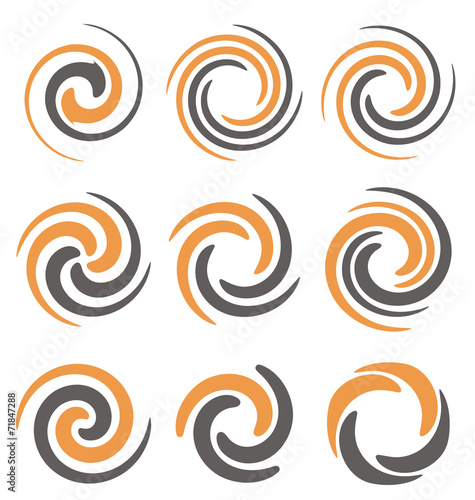 Fotomural Set of spiral and swirls symbols and icons