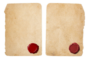 Canvas Print - Old parchment letter set with red wax seal