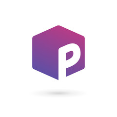 Letter P cube logo icon design template elements