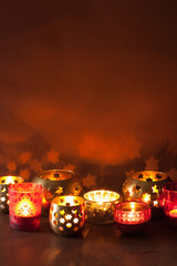 Wall Mural - burning christmas lanterns and decoration background