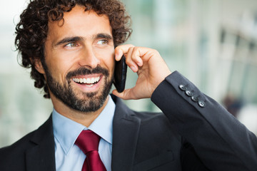 Wall Mural - Handsome businessman talking on the phone