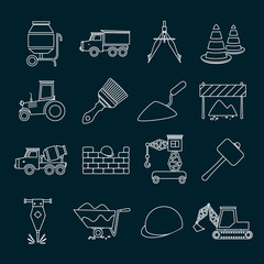 Poster - Construction icons set outline