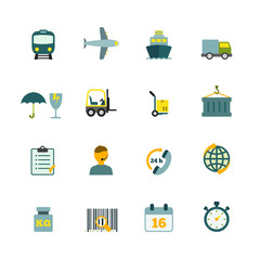 Poster - Logistic icons set flat