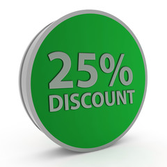 discount 25 circular icon on white background