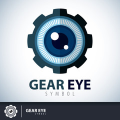 Gear eye symbol icon