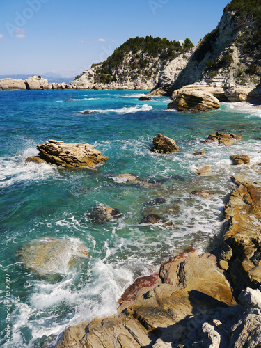 Fototapeta na wymiar Wild sea bay on the island of Paxos in Greece