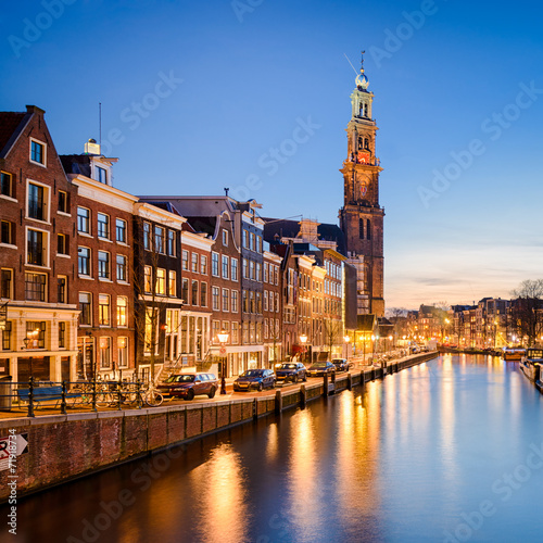 Tapeta ścienna Amsterdam nocą, Holandia