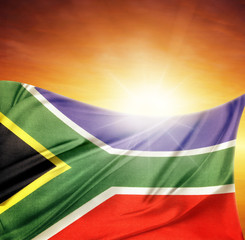 Wall Mural - South Africa flag and sky