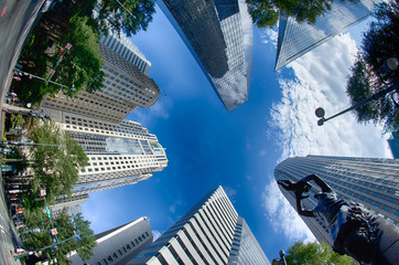 Fototapete - Financial skyscraper buildings in Charlotte North Carolina USA