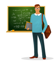 Male Teacher With Blackboard