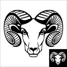 Ram Head Logo Or Icon. Inversion Version Included.