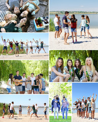 Sticker - Collage of friends at beach