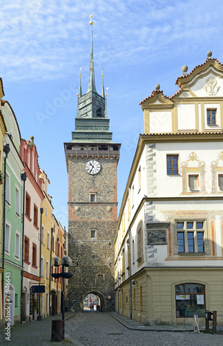 Plakat na papierze fotorealistycznym Zielona brama, jeden z symboli pardubic, republika czeska
