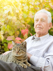 Poster - Old man with cat