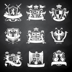 Wall Mural - Heraldic chalkboard emblems