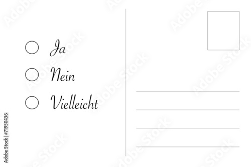 Leere Postkarte Mit Textfeld Ja Nein Vielleicht Stock Photo Adobe Stock