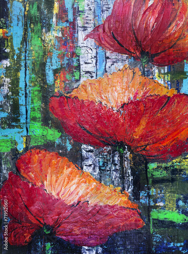 Naklejka nad blat kuchenny Russian red poppies