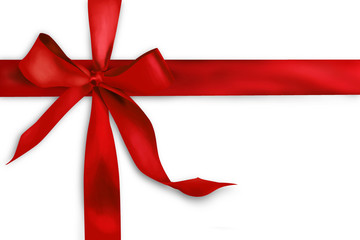 Red gift ribbon on white background