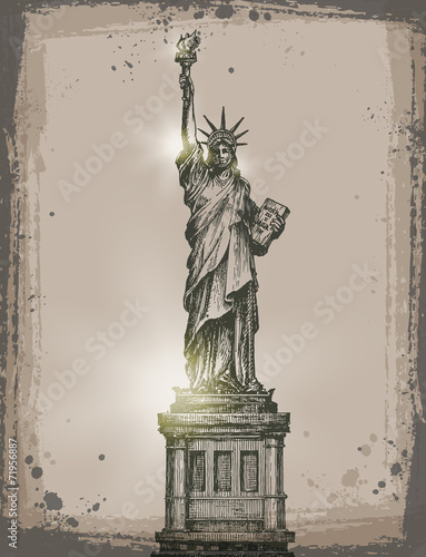 Obraz w ramie Statue of Liberty. Vector format