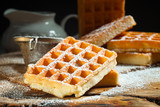 Fototapeta  - waffles with powdered sugar