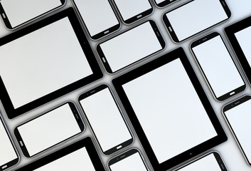 Canvas Print - empty smartphones and tablets