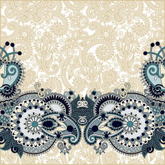 Sticker - paisley design on decorative floral background for invitation