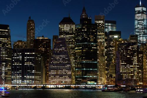 Naklejka samoprzylepna Nowy Jork panoramę Manhattanu w nocy