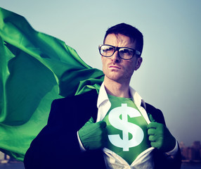 Wall Mural - Superhero Businessman Currency Sign Concepts