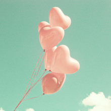 Bunch Of Pink Heart-shaped Balloons