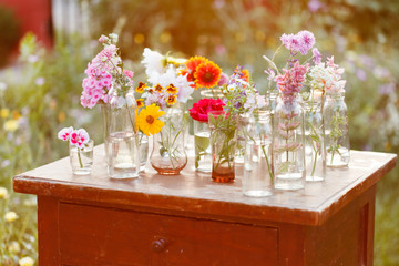 Canvas Print - nice flowers in the bottles