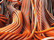 Closeup copper cables. Technology 3d illustration