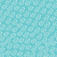 Wall Mural - Turquoise bird seamless pattern