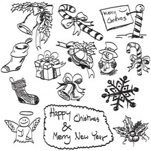 Hand Drawn Of Christmas Set