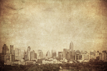 Wall Mural - grunge image of bangkok skyline