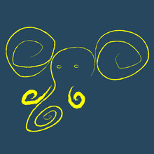 Scribble Style Yellow Elephant Head