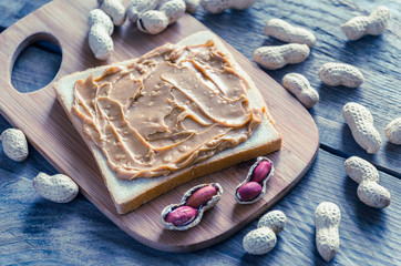 Sticker - Sandwich with peanut butter on the wooden board